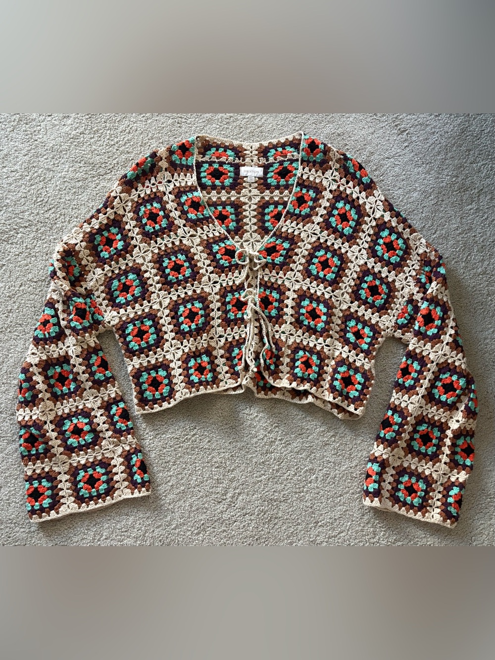 Brixton crochet knit kimono M/L